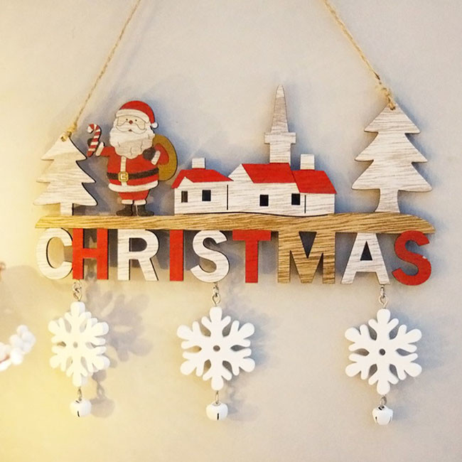 Porta de madeira do Natal do restaurante da casa que pendura Santa Snowman Elk Decoration